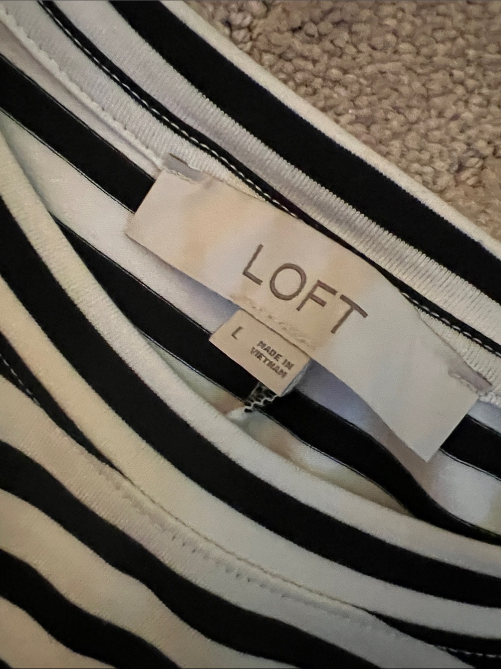 LOFT Black and White Striped Short Sleeve Maxi Dress - Picture 2 of 4